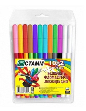 Фломастеры в прозрачном футляре 10+2цв.Magic У