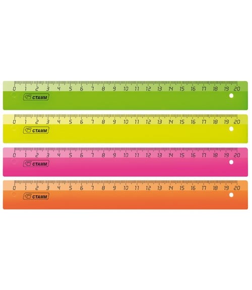 Линейка 20см  NEON ассорти 100 шт